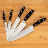 thumbnail of Arcos Cuchillo Rocking Santoku Cuchillo Asiático, Hoja Acero Inoxidable Forjado NITRUM 170 mm, Mango Polioximetileno (POM), Color Negro (Filo Seda)