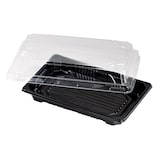 thumbnail of FHC - 200Pcs - Barquette sushi plastique PS noir avec couvercle PET transparent Suky - 170x120x40mm