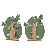thumbnail of 1 Dekofigur mit Hase und Blume 22,5 cm Filz Holz Hasendeko Osterdeko & Frühlingsdeko Osterfiguren Ostergeschenk Grün Natur