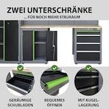 thumbnail of Werkstattwand 13-tlg. modulares Werkstattschranksystem aus Stahl mit massiver Holzarbeitsplatte grün