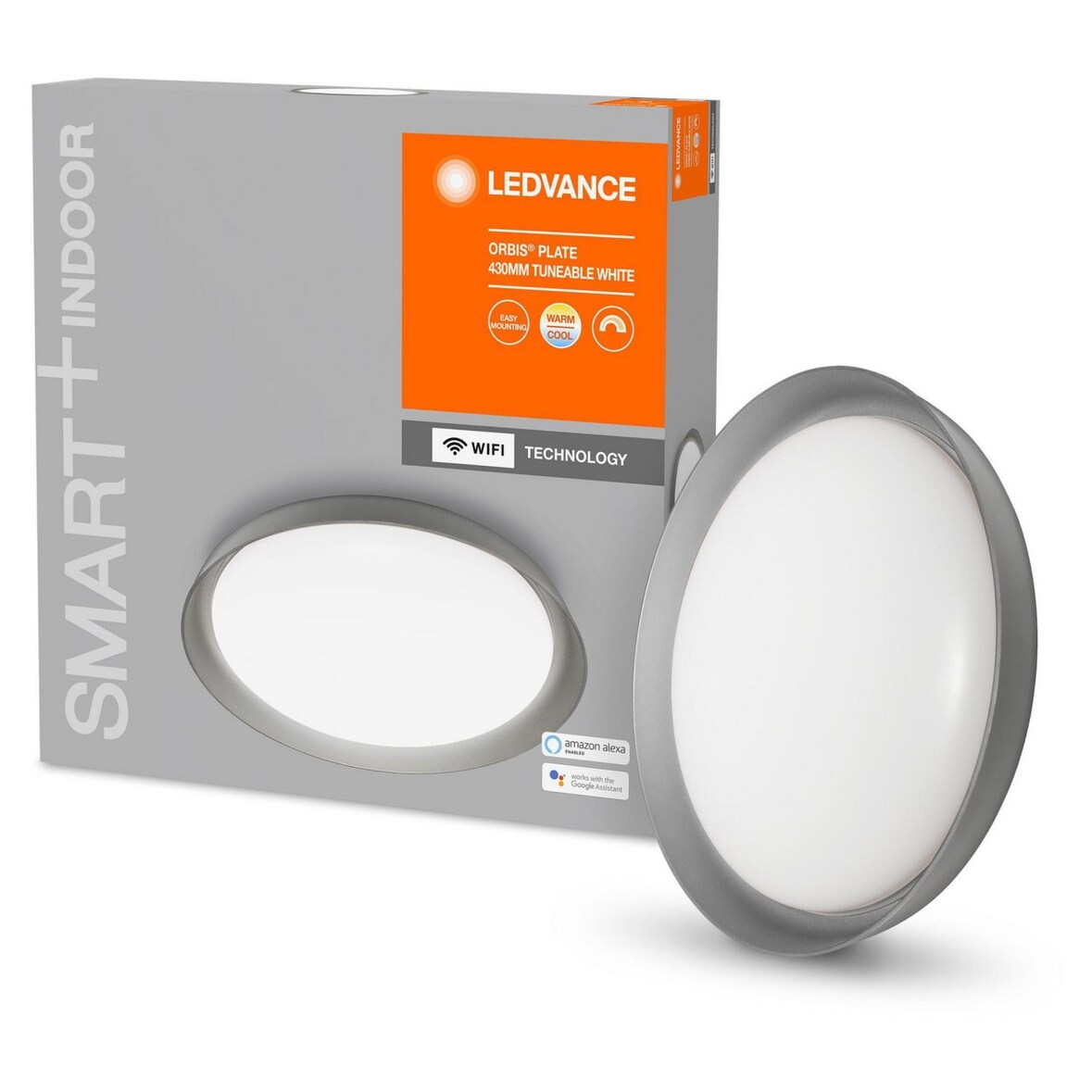 LEDVANCE SMART+ LED PLATE ROUND Wand- und Deckenleuchte Tunable White WiFi Ø 43 cm Kunststoff Weiß, 486461