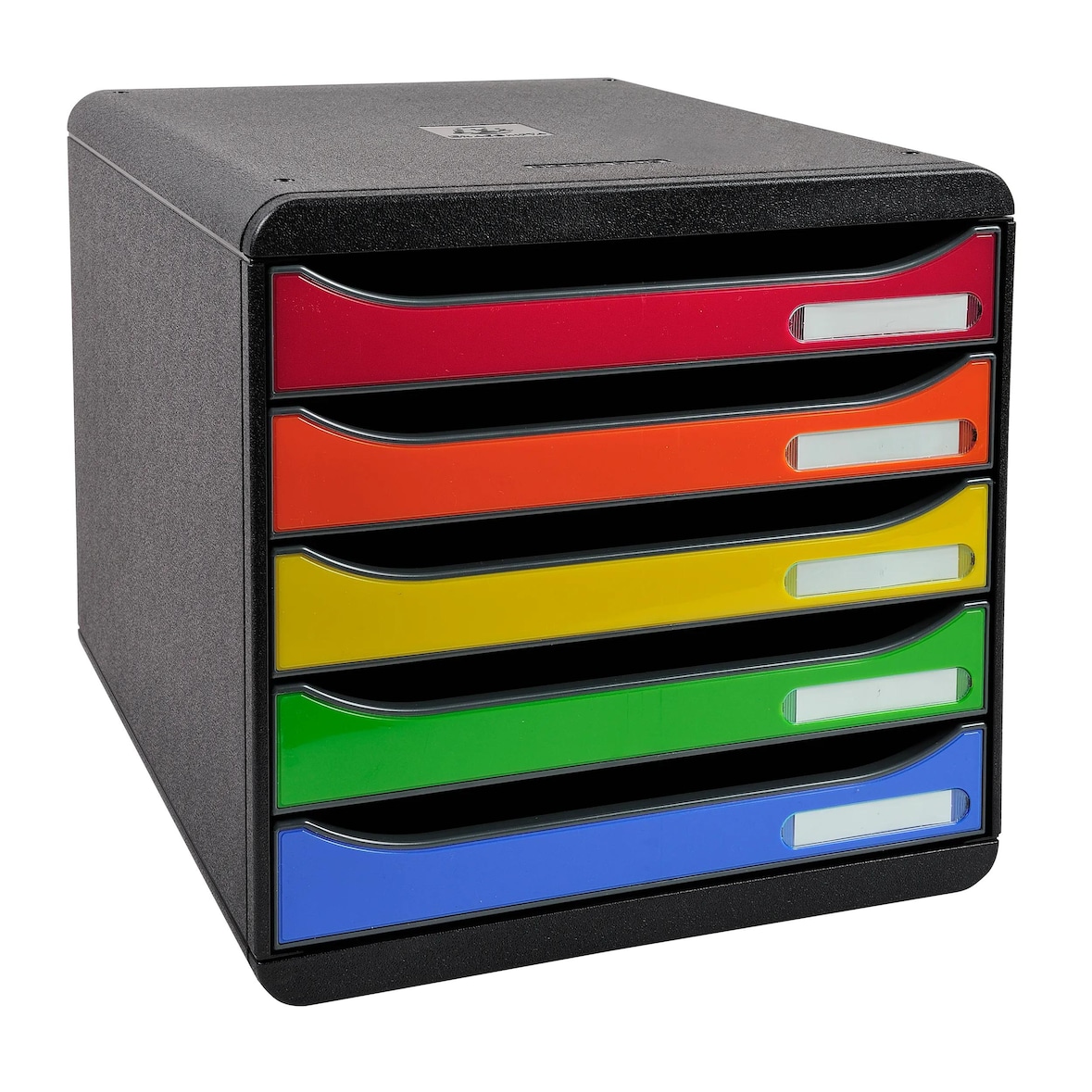 EXACOMPTA Cassettiera Big-Box Plus 3097298D, 5 cassetti, box polistirolo monoblocco, (PxlxAlt) 34,7x27,8x27,1 cm, gamma Iderama nero/arlecchino glossy