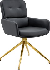 thumbnail of Drehbarer Esszimmerstuhl aus PU-Leder Schwarz mit goldfarbenem Metallgestell, 85 cm, 360° drehbar