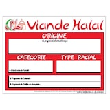 thumbnail of BEQUET Pancarte fil nylon 'AFFICHAGE OBLIGATOIRE' Traçabilité de la viande Halal rouge 15x20cm x1