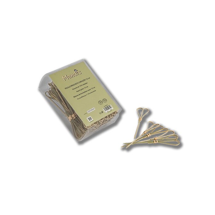 Palillo para brocheta con adorno en forma de corazón de 12 cms de madera de bambú. Modelo: PRP952