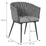 thumbnail of Conjunto de 2 cadeiras de jardim em alumínio HWC-N38, apoio de braço para cadeira de exterior, corda Olefin corda ~ castanho Almofada cinzento escuro