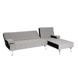 thumbnail of Schlafsofa HWC-K22, Couch Ecksofa Sofa, Liegefläche links/rechts Schlaffunktion 236cm ~ Stoff/Textil hellgrau, schwarz