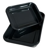 thumbnail of 2-delige - Geëmailleerde Braadslede Ovenschaal - 29 x 23 x 4.5 - 41 x 27 x 5.5 cm - Zwart