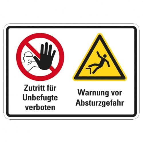 Schild I Hinweisschild Zutritt verboten, Absturzgefahr, Kunststoff, 420x297mm