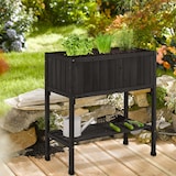 thumbnail of Relaxdays Hochbeet, Folie, Ablage, HxBxT: 80 x 74 x 38 cm, Garten, Balkon & Terrasse, Pflanztisch, Tannenholz, schwarz