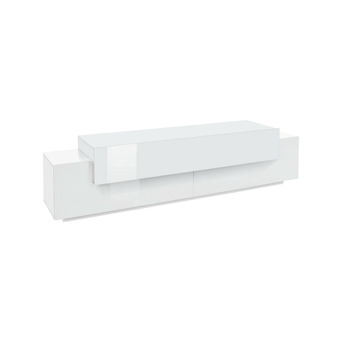 Dmora Mobile porta TV Teo, Credenza bassa da soggiorno, Base porta TV, 100% Made in Italy, cm 200x45h52, Bianco lucido