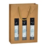 thumbnail of Borsa 3 bottiglie con finestra kraft marrone manici con cordini per 100 unità – Gimex