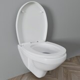 thumbnail of Sedile WC Copriwater Tavoletta UNIVERSALE Rapido Montaggio Con Soft Close Chiusura Ammortizzata In Plastica Antibatterica 458x370 Mm Bianco (Forma O)