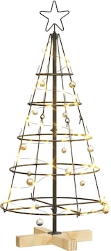Ein dekorativer Weihnachtsbaum mit Lichtern und Kugeln.