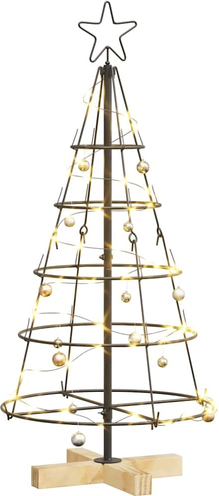 Ein dekorativer Weihnachtsbaum mit Lichtern und Kugeln.