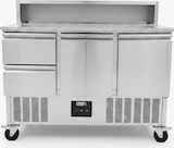 thumbnail of Romux® Saladette und Pizzatisch 2 Türen 2 Schubladen 136x70 cm für 8 GN 1/6 Behälter mit Marmorplatte und Stahlhaube | Kühltisch