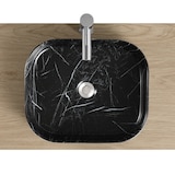 thumbnail of Vasque rectangulaire à poser en céramique imitation marbre noir 45 x 38 cm NAYA