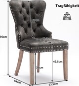 thumbnail of Polsterstühle Samt Grau mit Massivholzbeinen, Nagelkopfbesatz und verstellbaren Stuhlbeinen, 53x46,5x95 cm