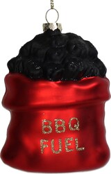 thumbnail of Christbaumschmuck 10cm Glas Grillkohle Figur Handbemalt & mit Glitzer Weihnachtsbaum Anhänger Weihnachten Weihnachtsbaumschmuck Grillen Rot Schwarz