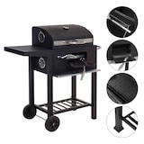 thumbnail of WellHome - Zwarte houtskoolbarbecue met dubbele grill en bijzettafel van 96 cm