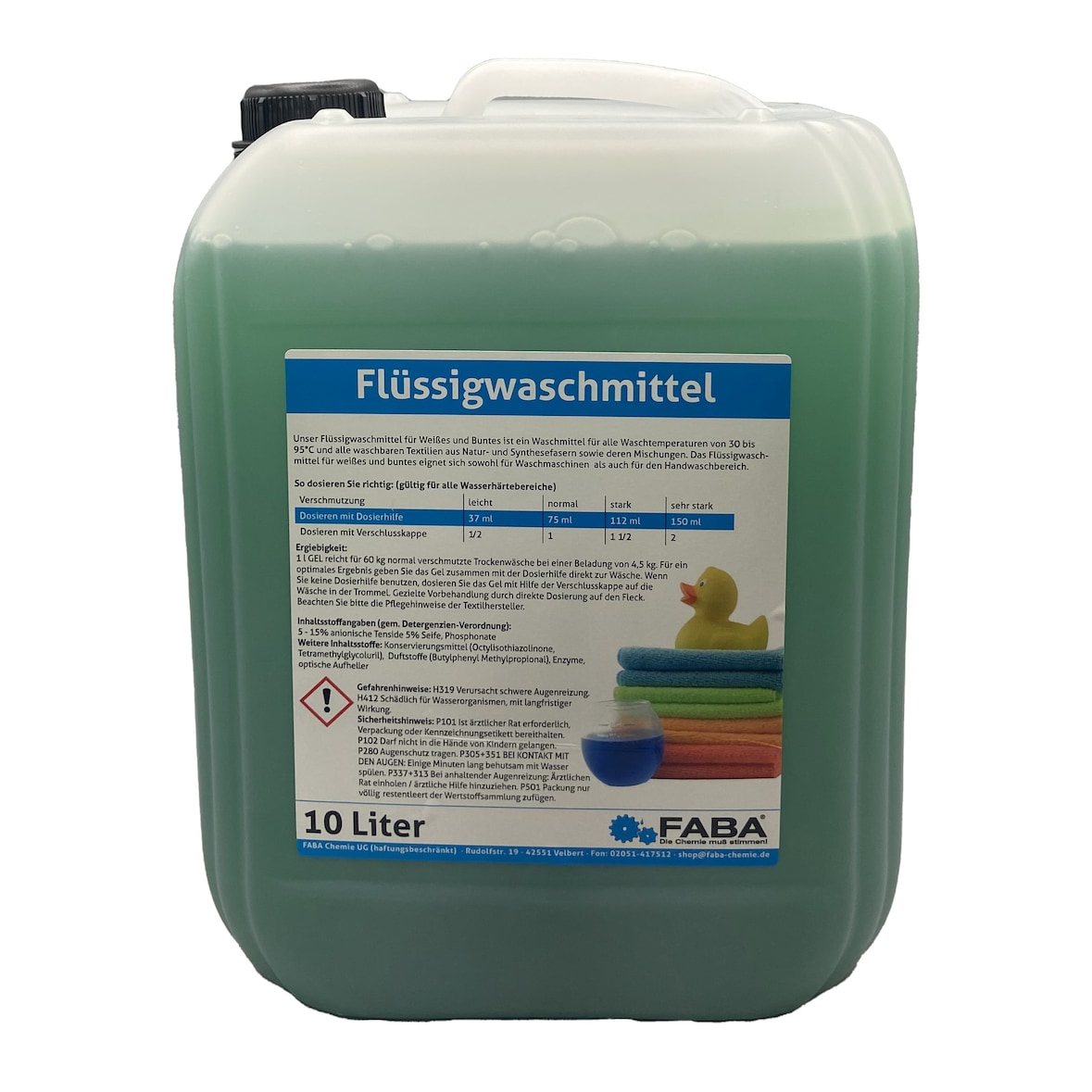 10 L Flüssigwaschmittel  Konzentrat grün Universal Color inkl. Auslaufhilfe