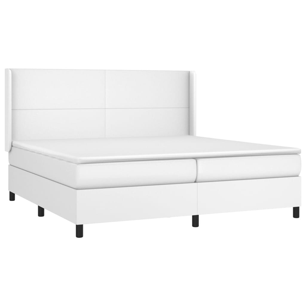 vidaXL Boxspringbett mit Matratze & LED Weiß 200x200 cm Kunstleder