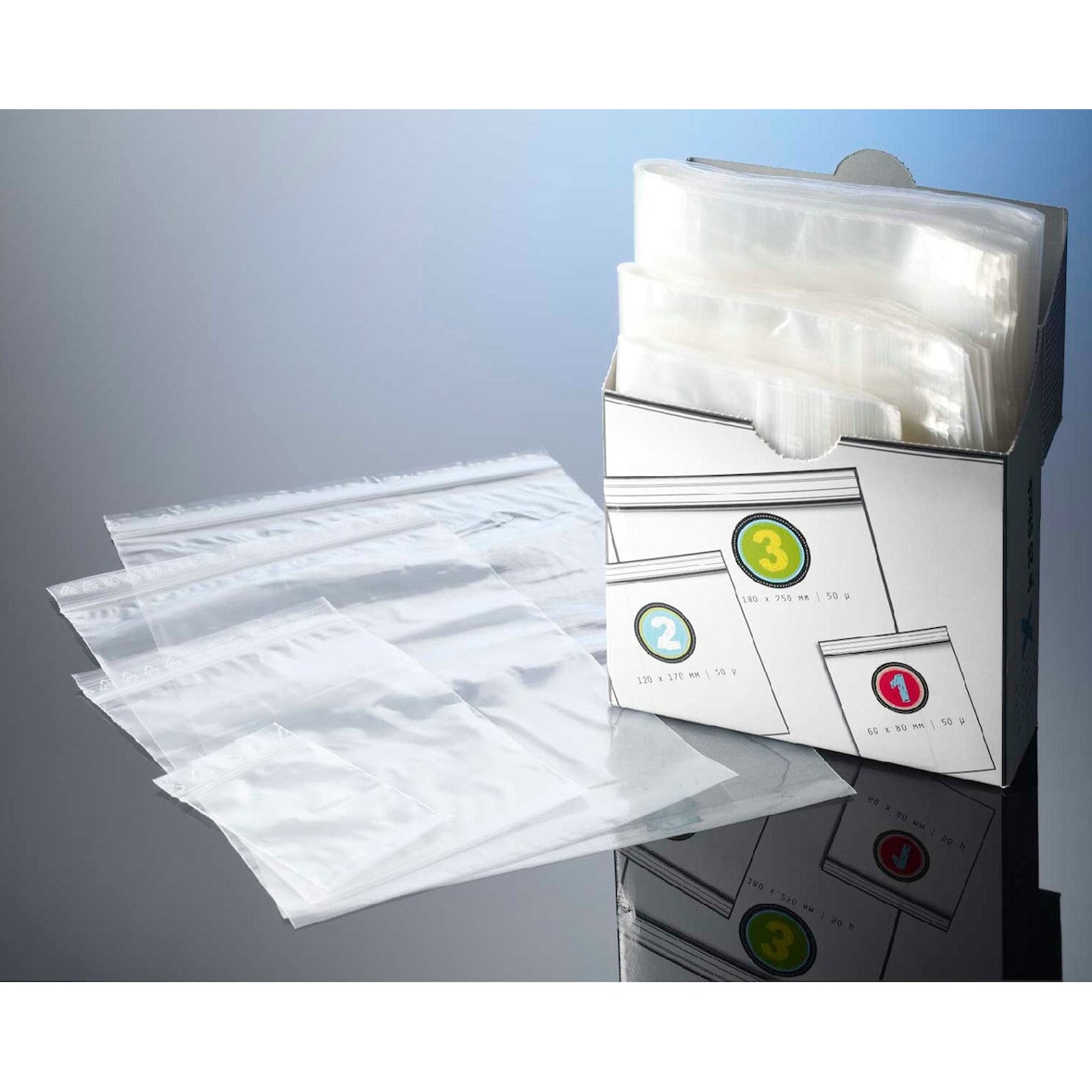 Druckverschlussbeutel-Set 60x80mm 120x170mm 180x250mm 220x310mm   100 tlg.