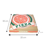 thumbnail of Boîte à pizza 33x33x4 cm en carton micro-cannelure brun avec impression en 3 couleurs par 100