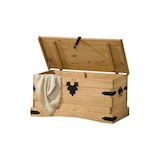 thumbnail of Möbilia Truhe | massive Holzklappe | Kiefer-Holz massiv | B 92 x T 46 x H 50 cm | honigfarbend, gewachst | 19020029 | Serie TRUHE