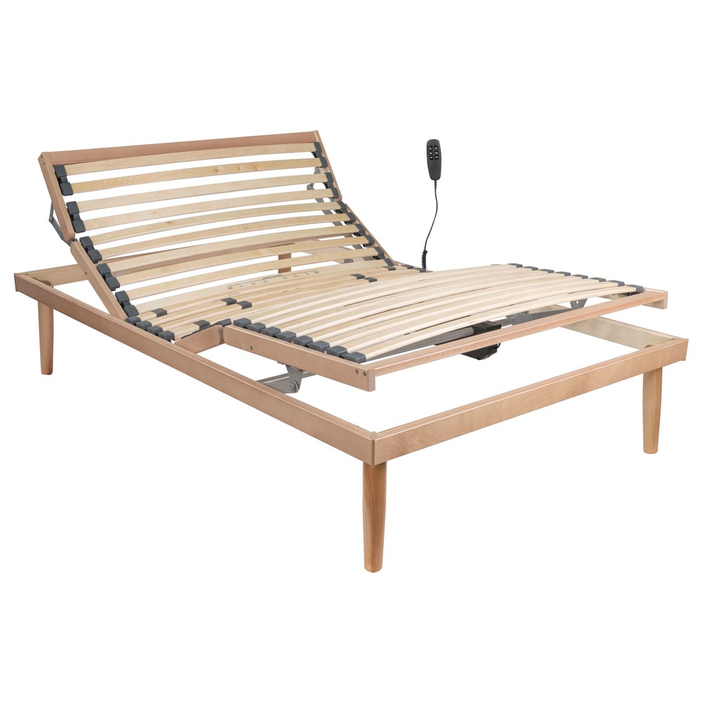 Rete elettrica motorizzata in legno reclinabile testa e piedi con telecomando e doppio motore piazza e mezza 120x190 - Comprarredo