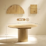 thumbnail of HOMCOM mesa de comedor extensible redonda, 110-150 cm, para 6-8 personas, con base estriada ancha, para salón, 110-150x110x75 cm, madera natural
