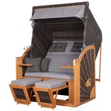 thumbnail of Strandkorb deVries PURE® Classic XL SUN Teak - PE stone grey - Dessin 466 - inkl. Schutzhülle