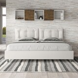 thumbnail of Letto matrimoniale king size senza rete imbottito 200x200 similpelle bianco Annalisa Large