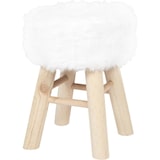 thumbnail of Pluche Krukje – ø 28 x 40 cm – Houten Kruk Wit Kunstbont – Wit