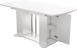 thumbnail of Ausziehbarer Esstisch 160x80x75 cm MDF Weiß+Silber mit Stauraum an Tischbeinen, klassisches Design, pflegeleichte Oberfläche, für 4 bis 6 Personen