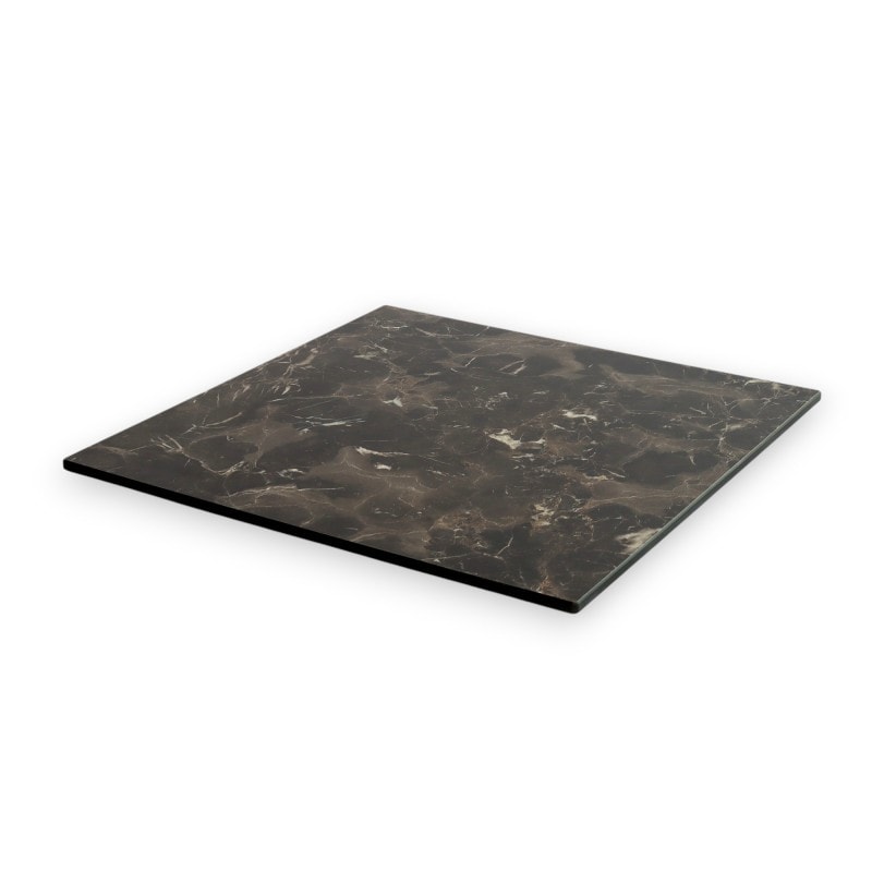 Plateau de table Compact MARBRO - HPL - Carré - Décor Marbre Noir D60 cm