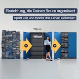 thumbnail of Aktenschrank abschließbar KADO - 5 Ebenen, Flügeltüren | Metallschrank Werkstatt Büroschrank aus Stahl Werkzeugschrank, 185x115x40cm Anthrazit-Blau