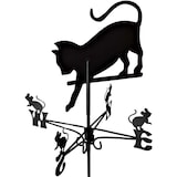 thumbnail of Girouette en acier noir Chat qui chassent des souris Fenceart