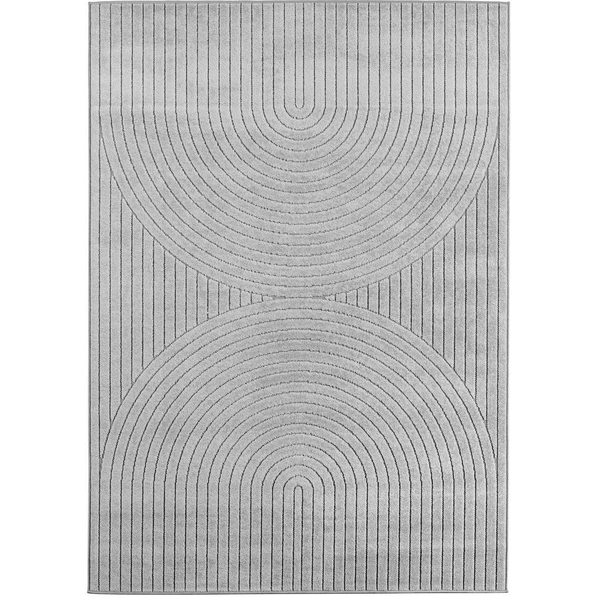 Balkonteppich Skandinavischer 3D-Design Wetterfest Waschbar Strapazierfähig Terrasse Garten Silber 200x290 cm – ENGADIN von Kadima Design