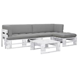 thumbnail of Set divani in pallet con cuscini 4 pezzi in pino impregnato bianco per arredo esterno elegante e resistente