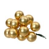 thumbnail of 12 Glaskugeln am Draht 2cm Weihnachtskugeln Spiegelbeeren zum Basteln hellgold