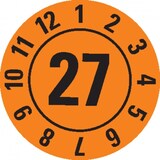 thumbnail of Dreifke® Jahresprüfplakette 27, orange, Dokumentenfolie, Ø 30mm, 500/Rolle