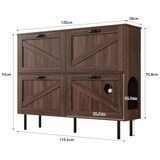 thumbnail of Schmaler Schuhschrank 28x120x92 cm mit 3 Klappen, Katzenspielzeug und Walnussfurnier für Stauraum und stilvolle Aufbewahrung