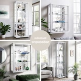 thumbnail of K-Möbel Mobile vetrina in vetro a 2 ante 176x67x33 cm Made in Germany con specchio & serratura & LED Argento