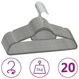 thumbnail of vidaXL 20 Stk. Kleiderbügel-Set Anti-Rutsch Grau Samt