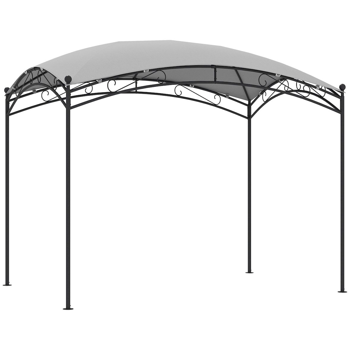 Outsunny cenador para jardín 3x2 m pérgola de jardín gazebo con cúpula elegante y estructura metálica impermeable para exterior terraza patio gris