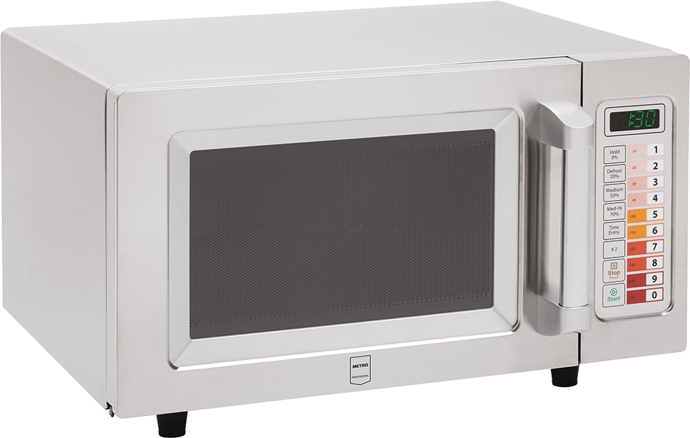 METRO Professional Micro-ondes GMW1125, acier inoxydable, 51.1x43.2x31.1 cm, 25 L, 100 programmes, minuterie 60 min, assiette max. Ø 30.5 cm, argenté