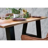 thumbnail of Esstisch 180 x 90 cm Akazie massiv naturfarben gerade Kante A-Gestell PASCAL