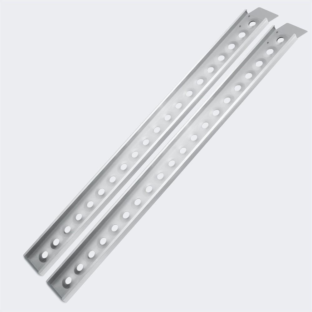 Helloshop26 - Juego de 2 rampas de carga multiusos plegables de aluminio con carril de colisión 192 cm hasta 364 kg gris 3416091