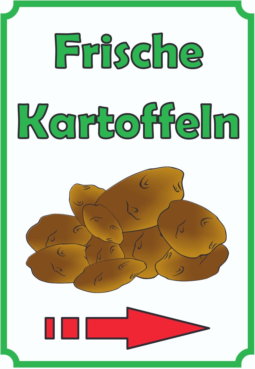 Frische Kartoffeln mit Pfeil